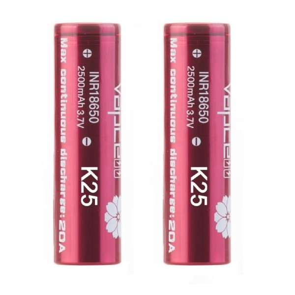 K25 18650 2500mAh Battery by Vapcell - Pack o...